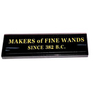 LEGO Black Tile 1 x 4 with MAKERS of FINE WANDS SINCE 382 B.C. Sticker (2431)