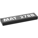 LEGO Zwart Tegel 1 x 4 met MAT 278B Sticker (2431)