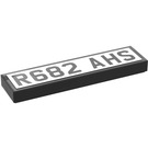 LEGO Black Tile 1 x 4 with 'R682 AHS' on White Background Sticker (2431)