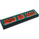 LEGO Zwart Tegel 1 x 4 met Rood Screens in Green Frames Sticker (2431)