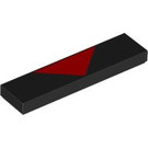 LEGO Black Tile 1 x 4 with Red Triangle (2431 / 106607)