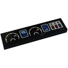 LEGO Black Tile 1 x 4 with Speedometer, Buttons, Displays Sticker (2431)