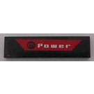 LEGO Black Tile 1 x 4 with White Power on Red Background Sticker (2431)