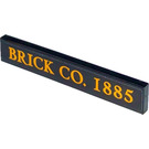 LEGO Black Tile 1 x 6 with Brick Co. 1885 Sticker (6636)