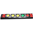 LEGO Zwart Tegel 1 x 6 met Chequred Racing Traffic lights Sticker (6636)
