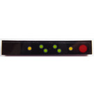 LEGO Black Tile 1 x 6 with Green, yellow and red dots on the right side Sticker (6636)