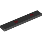 LEGO Black Tile 1 x 6 with Red "B A" (6636)