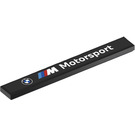 LEGO Black Tile 1 x 8 with BMW and M-Sport Logos and ‘Motorsport’ Sticker