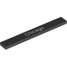 LEGO Black Tile 1 x 8 with "Chicago" (4162 / 29586)