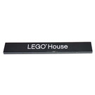 LEGO Zwart Tegel 1 x 8 met 'LEGO House' met "G" Serif (4162 / 18794)