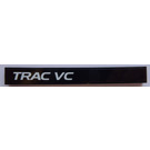 LEGO Black Tile 1 x 8 with 'TRAC VC' on the left side Sticker (4162)