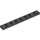 LEGO Svart Tile 1 x 8 med Hvit Numbers 9-16 (4162 / 73892)