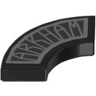 LEGO Black Tile 2 x 2 Curved Corner with ‘ARKHAM’ Sticker (27925)