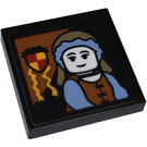 LEGO Black Tile 2 x 2 Inverted with Portrait of Woman Sticker (11203)