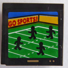 LEGO Black Tile 2 x 2 Inverted with TV Screen with ‘GO SPORTS!’ and American Football Game Sticker (11203)