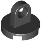 LEGO Black Tile 2 x 2 Round (Thin Lifting Ring, "X" Bottom) (2376)
