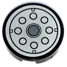 LEGO Black Tile 2 x 2 Round with Circles Sticker with Bottom Stud Holder (14769)