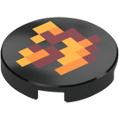 LEGO Black Tile 2 x 2 Round with Fire Charge Decoration with Bottom Stud Holder (37058 / 106305)