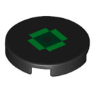 LEGO Black Tile 2 x 2 Round with Green Minecraft Square with Bottom Stud Holder (14769 / 100567)