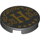 LEGO Black Tile 2 x 2 Round with 'H' with Bottom Stud Holder (14769 / 80819)