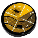 LEGO Black Tile 2 x 2 Round with Helicopter on Radar Sticker with "X" Bottom (4150)