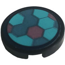 LEGO Black Tile 2 x 2 Round with Hexagons Sticker with Bottom Stud Holder (14769)