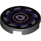 LEGO Black Tile 2 x 2 Round with Ninjago Purple saw blade with Bottom Stud Holder (14769 / 44985)