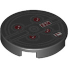 LEGO Black Tile 2 x 2 Round with Proton Pack Red Dots with Bottom Stud Holder (14769 / 68409)