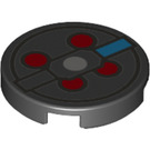 LEGO Zwart Tegel 2 x 2 Ronde met Rood Circles en Blauw met Studhouder aan de onderzijde (14769 / 39860)