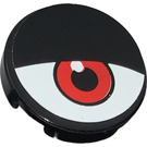 LEGO Black Tile 2 x 2 Round with Red Eye on White, Pupil up Sticker with "X" Bottom (4150)