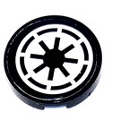 LEGO Black Tile 2 x 2 Round with SW Republic Insignia Sticker with Bottom Stud Holder (14769)