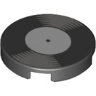 LEGO Schwarz Fliese 2 x 2 Runden mit Vinyl Record mit Weiß Label mit unterem Bolzenhalter (14769 / 37568)