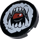 LEGO Black Tile 2 x 2 Round with White Open Mouth with Fangs and Tongue with Bottom Stud Holder (14769)