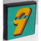 LEGO Zwart Tegel 2 x 2 met "9" Sticker met groef (3068)