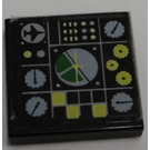 LEGO Black Tile 2 x 2 with Avionics Display, Type 2 Sticker with Groove (3068)