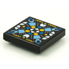 LEGO Noir Tuile 2 x 2 avec BeatBit Album Cover - Geometric Minifigure Heads, Bras et Trimestre Tiles Modèle avec rainure (3068)