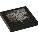 LEGO Noir Tuile 2 x 2 avec Auto Design et Buttons sur Tablet Screen Autocollant avec rainure (3068)