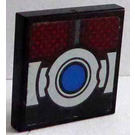 LEGO Schwarz Fliese 2 x 2 mit Kreis Aufkleber mit Nut (3068)