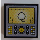 LEGO Zwart Tegel 2 x 2 met Control Paneel 8971 Sticker met groef (3068)