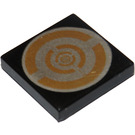 LEGO Black Tile 2 x 2 with Copper and Silver Circular Pattern with Groove (3068)