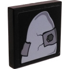 LEGO Black Tile 2 x 2 with Cracked Stone with Metal Plates Sticker with Groove (3068)