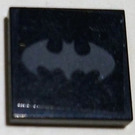 LEGO Black Tile 2 x 2 with Dark grey batman logo Sticker with Groove (3068)