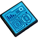 LEGO Zwart Tegel 2 x 2 met Dark Turquoise Control Paneel en Infinity Gauntlet Symbol Sticker met groef (3068)