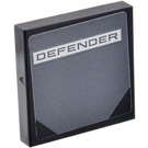 LEGO Black Tile 2 x 2 with 'DEFENDER' Logo Pattern Sticker with Groove (3068)