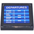 LEGO Noir Tuile 2 x 2 avec Departures sign Autocollant avec rainure (3068)