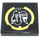 LEGO Black Tile 2 x 2 with Exoforce symbols Sticker with Groove (3068)