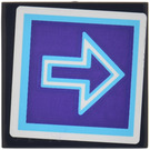 LEGO Black Tile 2 x 2 with Fluorescent Azure Arrow Sticker with Groove (3068)