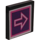 LEGO Black Tile 2 x 2 with Fluorescent Pink Arrow Sticker with Groove (3068)