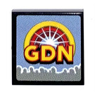 LEGO Noir Tuile 2 x 2 avec GDN TV Screen Autocollant avec rainure (3068)