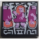LEGO Noir Tuile 2 x 2 avec Girls Dancing avec rainure (3068)
